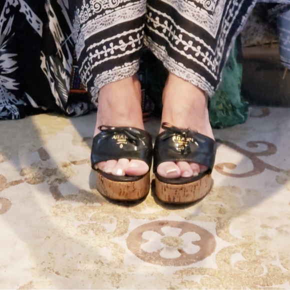 Prada $600 off! Platform Cork Sandals - Picture 1 of 14